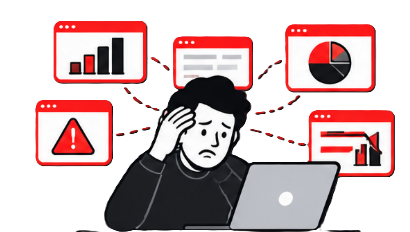 Stressed manager looking at errors